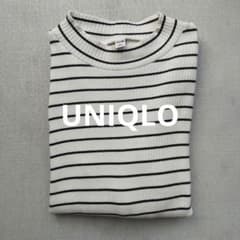 ユニクロ UNIQLO リブハイネックボーダーT（長袖) Lサイズのサムネイル