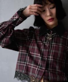 美品】HARE EDGY MODE タータンチェックショートシャツ ブラウス