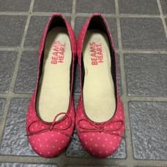 BEAMS HEART バレエシューズ ドット柄 ピンク Sサイズのサムネイル
