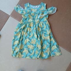 Hushush Banana Print Short-Sleeved Dress, Size 120