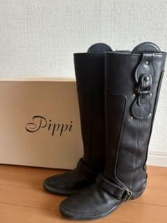 Pippi 피피 엔지니어 롱 부츠 M 블랙 정가 56700 엔 가죽