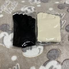 シルク100% 5本指靴下　黒1白1足　奈良県産☆新商品　履き口ゴム無しのサムネイル