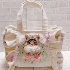 コヤンイサムチョン サンダー フリルトートバッグ 刺繍 帆布