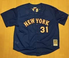 美品】MLB メッツ PIZZA ベースボールシャツMitchell&Ness - メルカリ