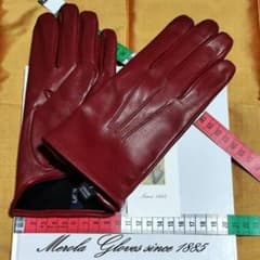 メローラ ナッパロッソ赤 カシミア黒 グローブ 革手袋 MEROLA 値下げ 今季 メローラ ナッパルビー色 カシミア黒 グローブ革手袋
