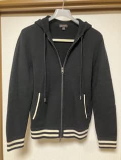 美品✨COACH メンズ ニットパーカー 革パット コーチ 黒のサムネイル