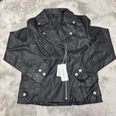 ★新品タグ付き 黒 合成皮革 ライダースジャケットのサムネイル