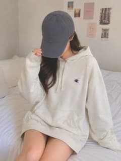 Champion リバースウィーブ パーカー M ホワイト 刺繍ロゴ スウェットのサムネイル