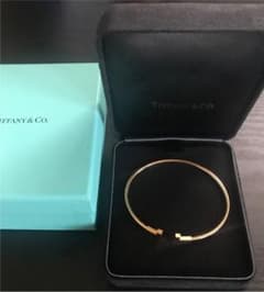 Tiffany K18 Tワイヤー　ナローブレスレット　ローズゴールドのサムネイル