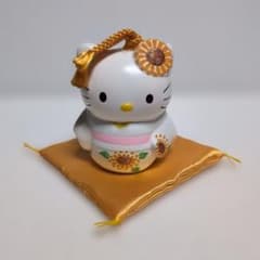 2001年ハローキティ ひまわり 陶器製 座布団付きの鈴のサムネイル