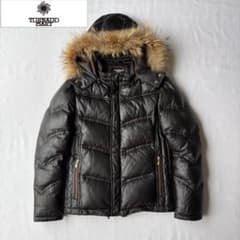 TORNADO MART ファー付きレザージャケット L TORNADO MART リアルファー フーデットレザーダウンジャケット 羊革
