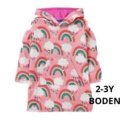 新品　Mini Boden レインボー柄　着るバスタオル　ピンク 2-3Y