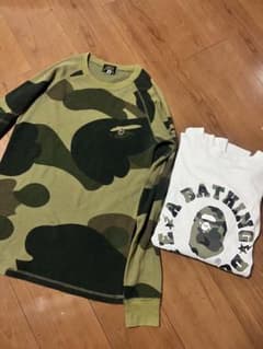 A BATHING APE カモ柄 ワッフル長袖カットソー Mサイズのサムネイル