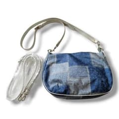 美品 russet ショルダーバッグ パッチワーク デニムプリント 日本製 美品 russet ショルダーバッグ パッチワーク デニムプリント 日本製
