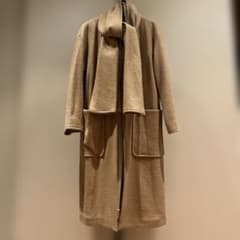 PLAIN PEOPLE キャメル リネンロングコート マフラー付き - メルカリ