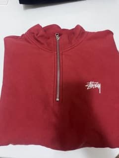 Stussy 赤 ハーフジップ トレーナー Lのサムネイル