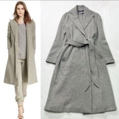 ポロラルフローレン　ロングコート　グレー　4　ヘリンボーン　ベルト　ウール ポロラルフローレン ロングコート グレー 4 ヘリンボーン ベルト