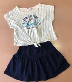 女の子kids(セット服)水色ストライプ 130㎝のサムネイル