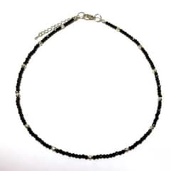 S944 ビーズネックレス【ブラックスピネル×シルバー】ビーズアクセ