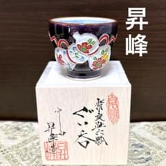 未使用保管品✨京焼 清水焼 昇峰窯 紫交趾六瓢 ぐい呑 木箱入