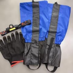登山用ゲイター・ヘッドライト・滑止め付き薄手手袋　セットのサムネイル