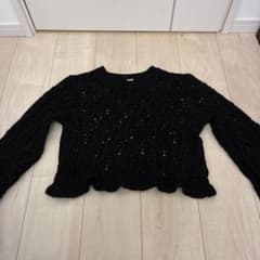透かし編み ブラックニット Sのサムネイル