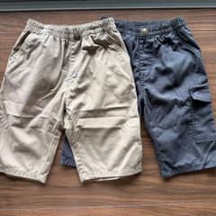 キッズ ハーフパンツ 2枚セット ベージュ 黒のサムネイル