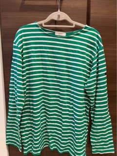 ABLE&CO ボーダー長袖カットソー グリーン×ホワイトのサムネイル