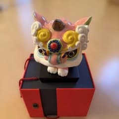 陶器製 獅子舞モチーフ 置物 オブジェのサムネイル