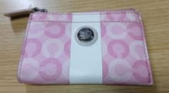 COACH Coin Purse/Pass Case Signature Pink Key Case