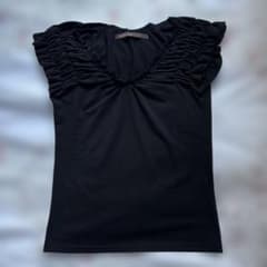 【美品】LIFE シャーリング袖黒VネックTシャツのサムネイル