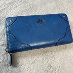 COACH 青色 レザー 長財布のサムネイル