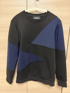 DIESEL 切替デザイン スウェット ブラック×ネイビー 立体デザイン 