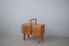 フランスアンティーク木製ソーイングボックス/裁縫箱/小物入れ(92-66