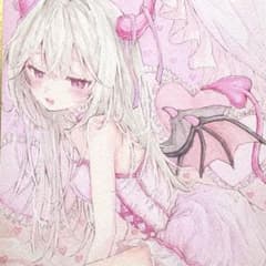オリジナル 手描き アナログ イラスト 色紙 原画 小悪魔 水彩画 女の子