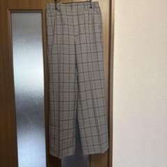 GU チェック柄 ワイドパンツ グレー XLのサムネイル