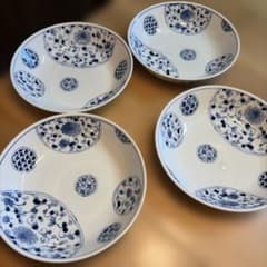 青と白の花柄深皿 直径約20cm - メルカリ