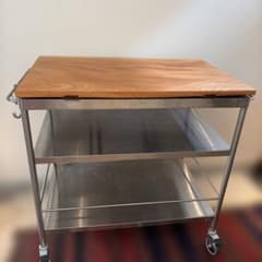 IKEA ステンレスキッチンワゴンDIY木製天板付き　フック付　フリッタのサムネイル