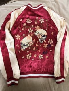 ２面用 Pin-Ball スカル 桜 日本限定スカジャン vintageレーヨン 2面用 Pin-Ball スカル 桜 日本限定スカジャン vintageレーヨン