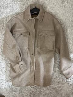 ZARA ウールブレンド オーバーシャツジャケット ベージュのサムネイル