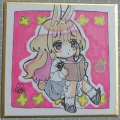 手描きイラスト うさ耳少女 ミニ色紙のサムネイル