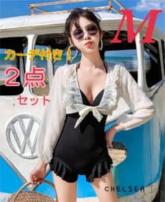 レディース 水着 シアーカーデ 付き ワンピース 水着 M 体型カバーのサムネイル