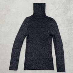 ラメ入り タートルネック ニット 長袖 ブラック