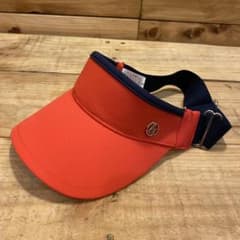 【美品】【デサント】【バイザー】ゴルフ　オレンジ×ネイビー　※セット有りのサムネイル