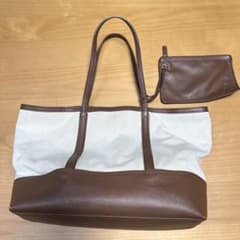 BANANA REPUBLIC ブラウン/ホワイト トートバッグ ポーチ付きのサムネイル