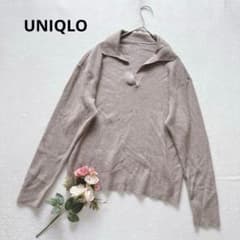 UNIQLO Ribbed Polo Knit V-Neck Long Sleeve Sophisticated Simple Size L