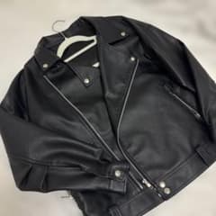 ライダースジャケット ブラック Lサイズ レザー - メルカリ