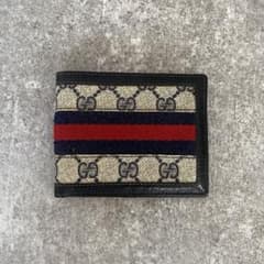 GUCCI オールドグッチ　折り財布　シェリーライン　GGスプリーム　ネイビー GUCCI オールドグッチ 折り財布 シェリーライン GGスプリーム
