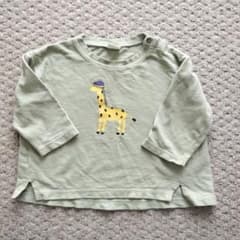 ペールグリーン キリン刺繍 長袖Tシャツのサムネイル