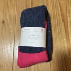 天然素材 ネイビー ピンク ソックス 22-25cmのサムネイル